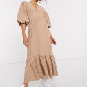 ASOS midi dress with puff sleeves